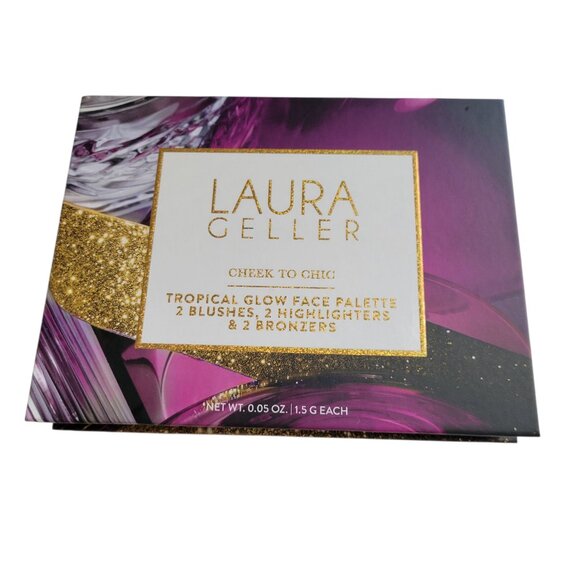 LAURA GELLER Cheek to Chic Tropical Glow Face Palette Blush Highlighter Bronzer - Picture 1 of 7